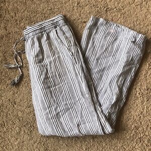 Soft Joie White Black Stripe Woven Cotton Relaxed Lightweight Pants XS